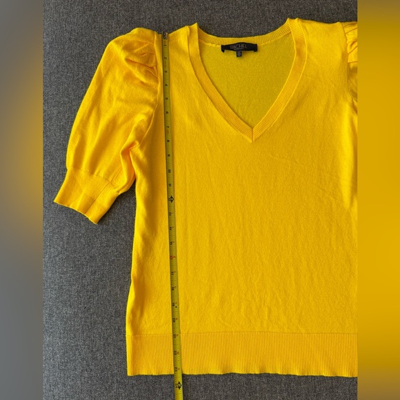 Rachel Zoe Women’s Yellow V-neck, elbow-length puff sleeves knit sweater Size S - Picture 9 of 11